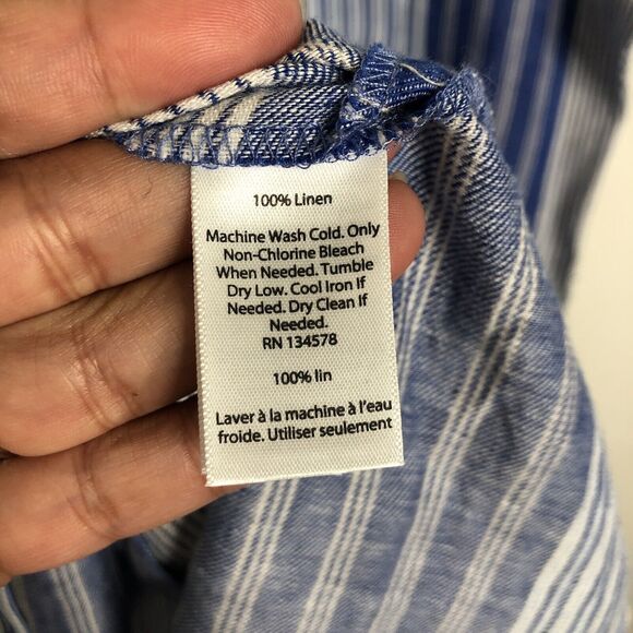 NEW Vineyard Vines Linen Striped Tassel Shift Dress in Dazzling Blue Size 4 - Picture 7 of 8